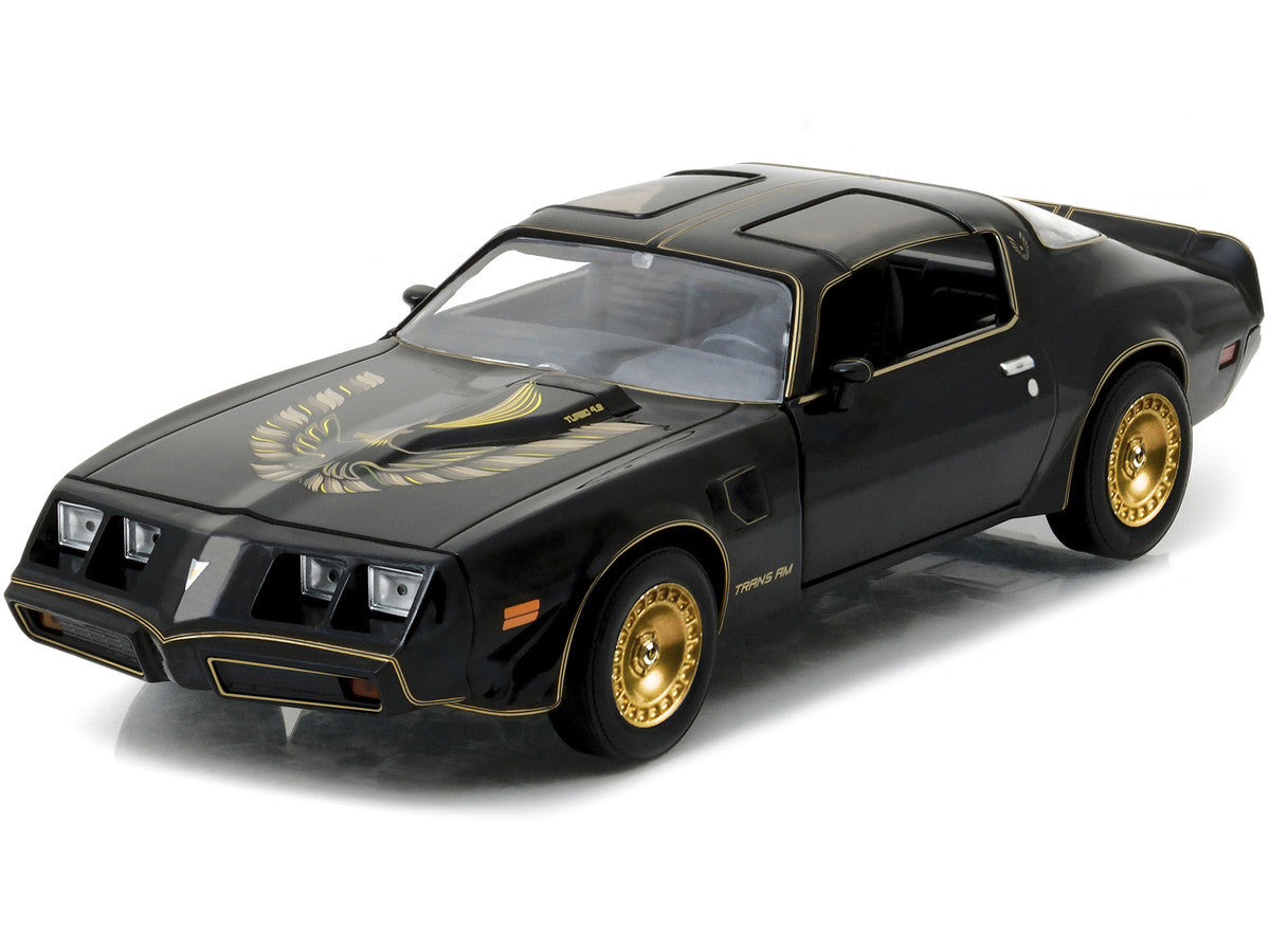 1980 Pontiac Firebird Trans Am T/A Turbo 4.9L Starlite Black with Golden Eagle Hood and Stripes 1/24 Diecast Model Car by Greenlight Greenlight