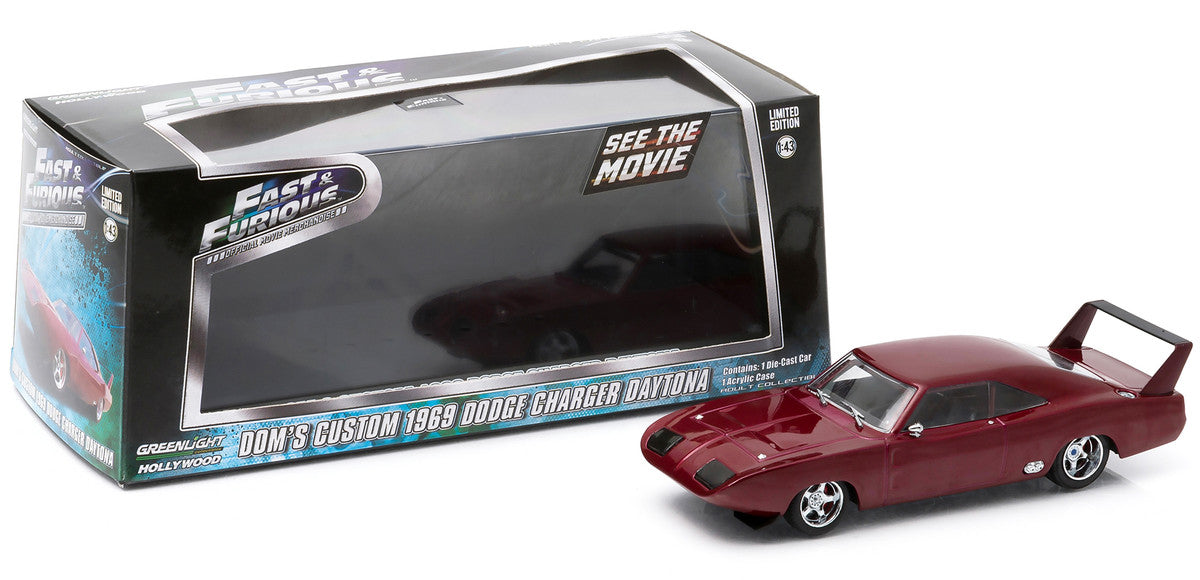 Dom's 1969 Dodge Charger Daytona Maroon "Fast and Furious 6" Movie (2013) 1/43 Diecast Model Car by Greenlight Greenlight