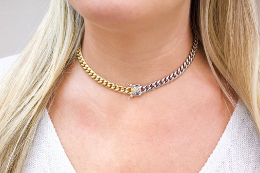 TWO TONED 7mm Cuban Curb Chain-1