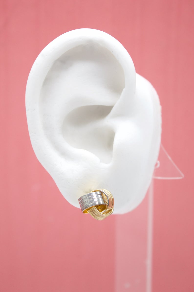 18K Gold Filled Wire Knot Rings Stud Earrings MIA Jewelry