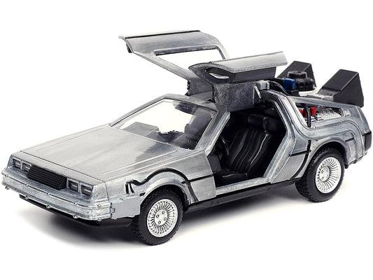 DeLorean DMC (Time Machine) Brushed Metal "Back to the Future Part I" (1985) Movie "Hollywood Rides" Series 1/32 Diecast Model Car by Jada-1