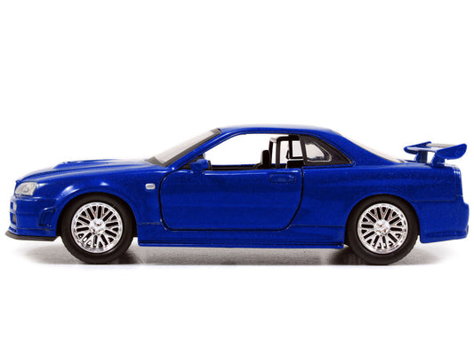 Brian's Nissan Skyline GT-R (R34) RHD (Right Hand Drive) Blue Metallic "Fast & Furious" (2009) Movie "25 Years of Fast & Furious" Series 1/32 Diecast Model Car by Jada Jada
