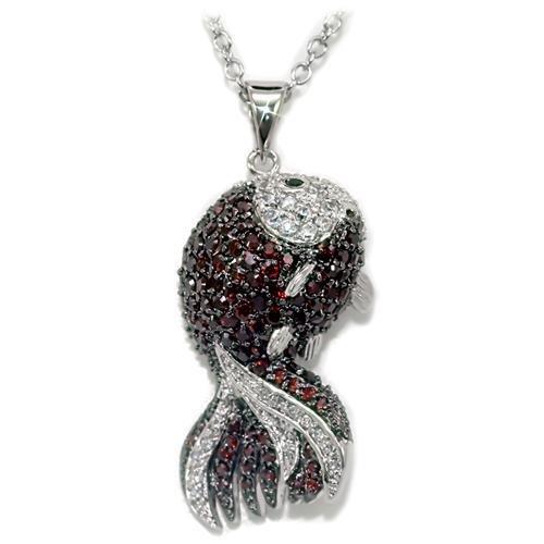 LO1564 - Rhodium + Ruthenium Brass Chain Pendant with AAA Grade CZ in Multi Color-0