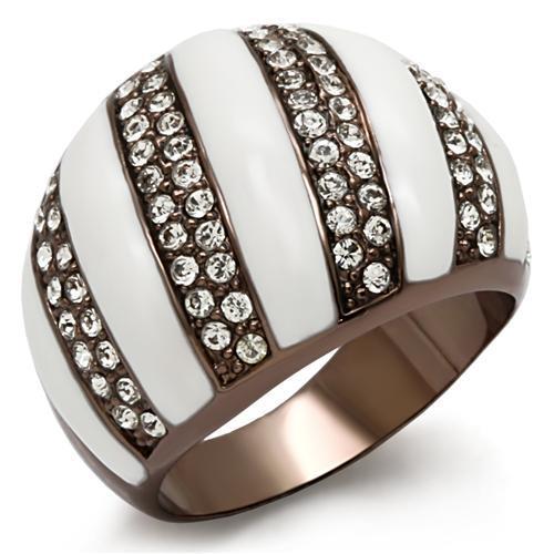 LO1646 - Chocolate Gold Brass Ring with Top Grade Crystal in Clear-0