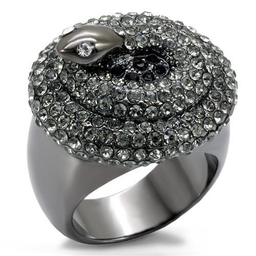 LO1675 - TIN Cobalt Black Brass Ring with Top Grade Crystal in Multi Color-0