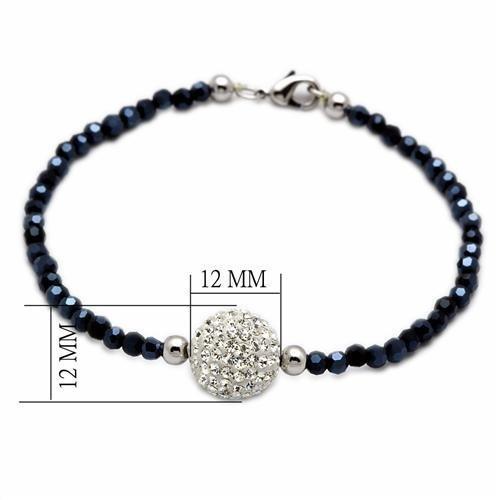 LO2047 - Rhodium Brass Bracelet with Top Grade Crystal in Clear-1