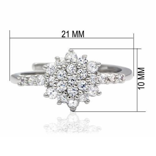LO2052 - Rhodium Brass Ring with AAA Grade CZ in Clear-1