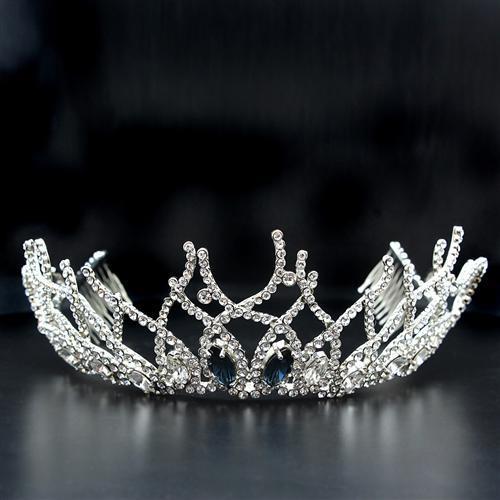 LO2106 - Imitation Rhodium Brass Tiaras & Hair Clip with Top Grade Crystal in Montana-0