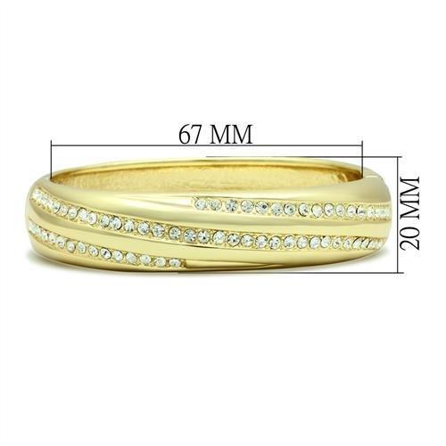 LO2150 - Flash Gold White Metal Bangle with Top Grade Crystal in Clear-1