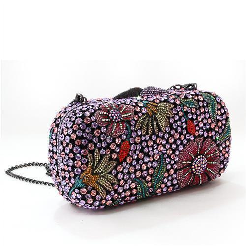 LO2374 - Ruthenium White Metal Clutch with Top Grade Crystal in Multi Color-1