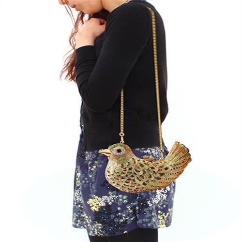 LO2378 - Gold White Metal Clutch with Top Grade Crystal in Multi Color-4
