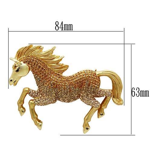 LO2404 - Matte Gold & Gold White Metal Brooches with Top Grade Crystal in Multi Color-1
