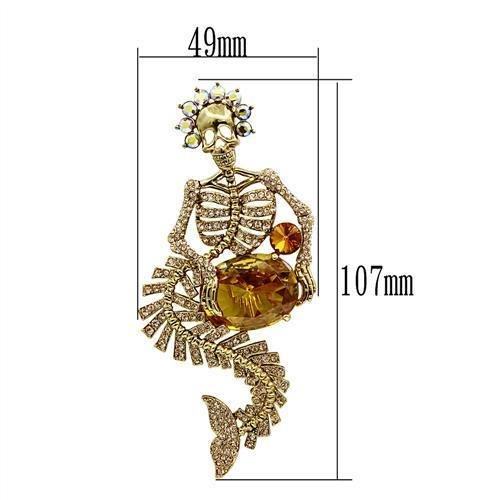 LO2411 - Gold White Metal Brooches with AAA Grade CZ in Topaz-1