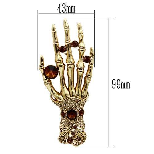 LO2418 - Gold White Metal Brooches with Top Grade Crystal in Multi Color-1