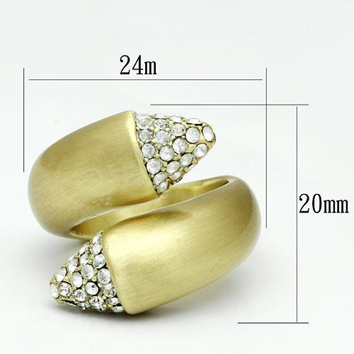LO2466 - Gold & Brush Brass Ring with Top Grade Crystal in Clear-1