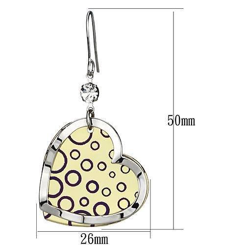 LO2694 - Gold+Rhodium Iron Earrings with Top Grade Crystal in Clear-1