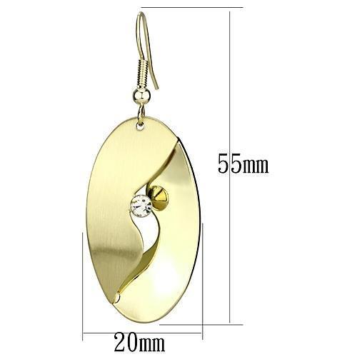 LO2744 - Matte Gold & Gold Iron Earrings with Top Grade Crystal in Clear-1