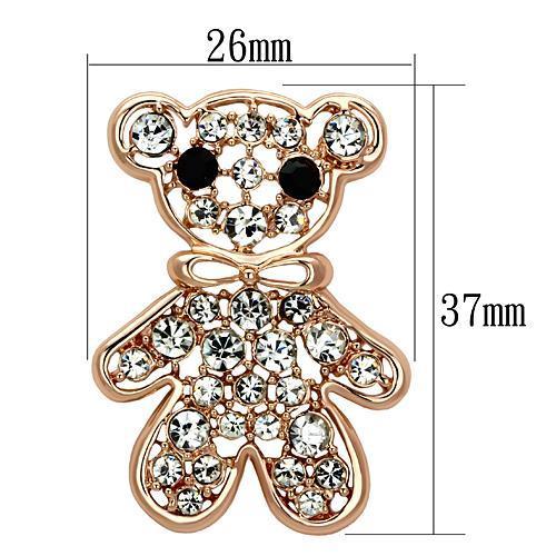 LO2792 - Flash Rose Gold White Metal Brooches with Top Grade Crystal in Clear-1