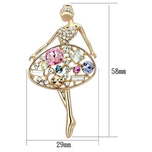LO2818 - Flash Rose Gold White Metal Brooches with Top Grade Crystal in Multi Color-1