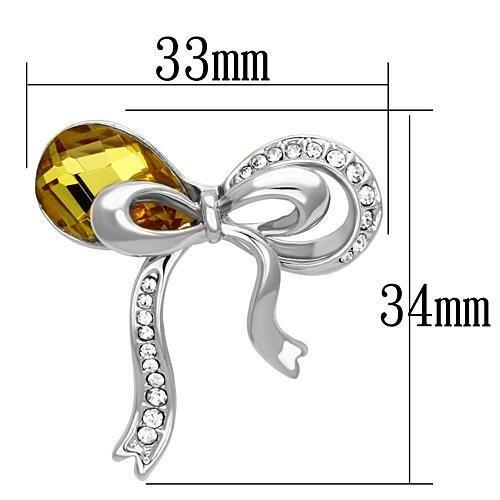 LO2846 - Imitation Rhodium White Metal Brooches with Synthetic Glass Bead in Topaz Alamode