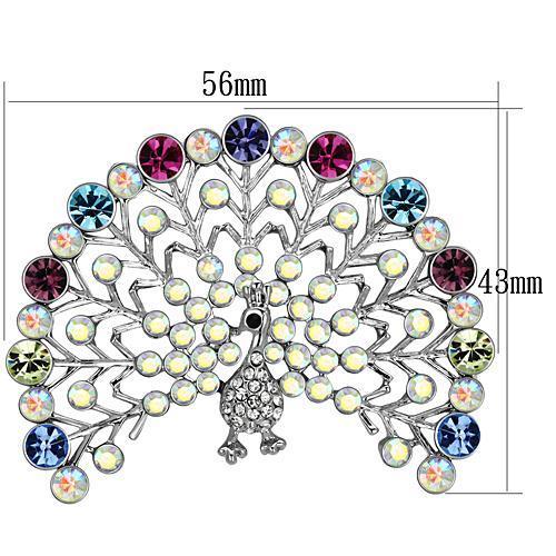 LO2848 - Imitation Rhodium White Metal Brooches with Top Grade Crystal in Multi Color-1