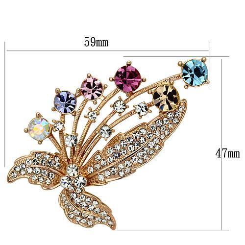 LO2922 - Flash Rose Gold White Metal Brooches with Top Grade Crystal in Multi Color Alamode