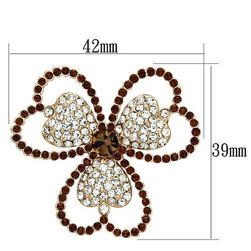 LO2925 - Flash Rose Gold White Metal Brooches with Top Grade Crystal in Smoked Quartz-1