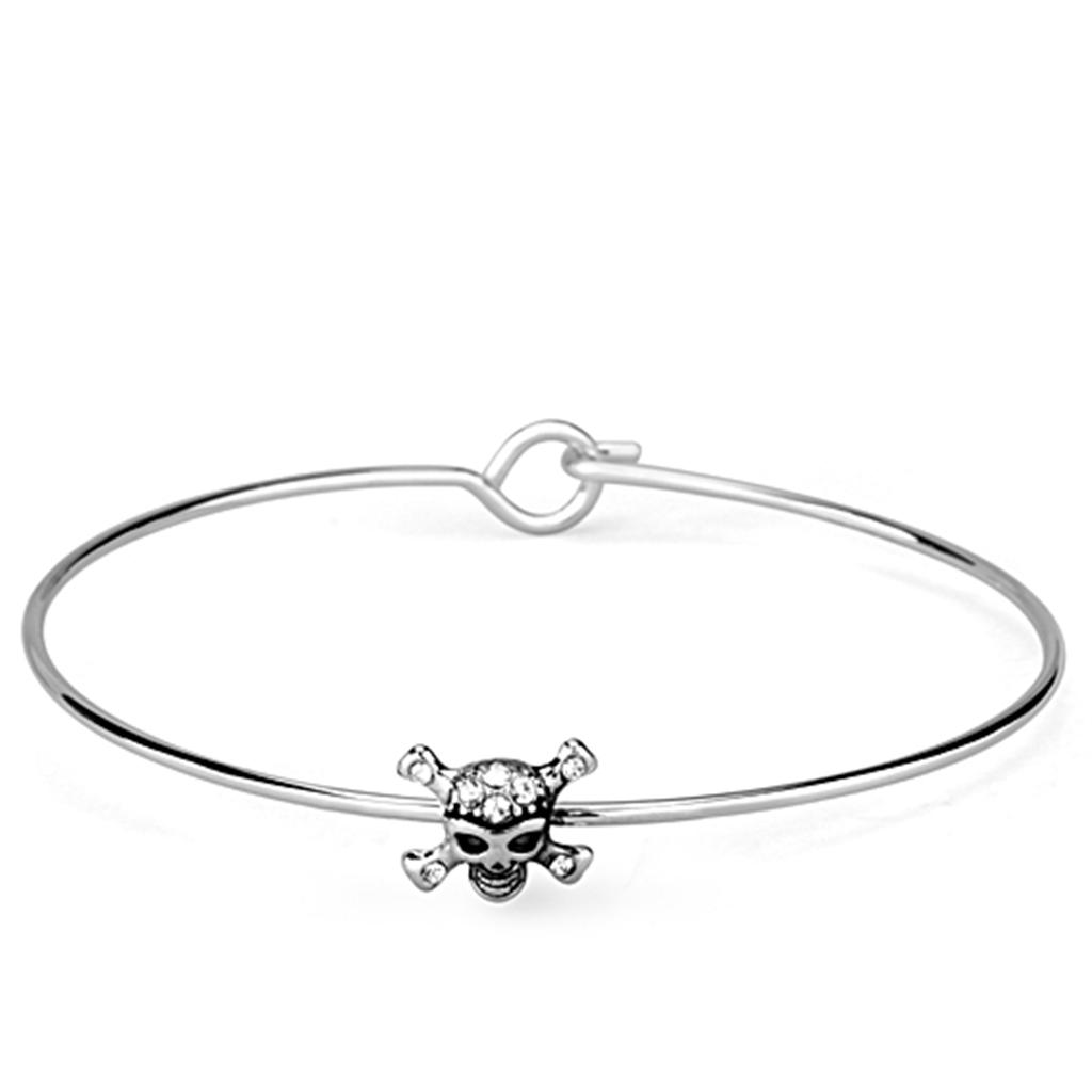 LO3267 - Rhodium Brass Bangle with Top Grade Crystal in Clear-0