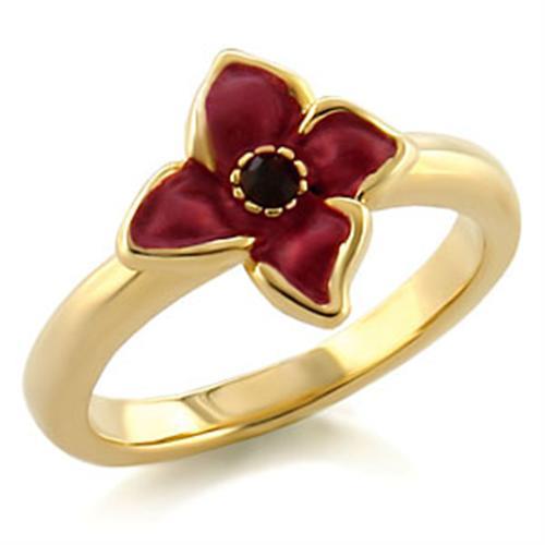 LO474 - Gold White Metal Ring with Top Grade Crystal in Siam-0