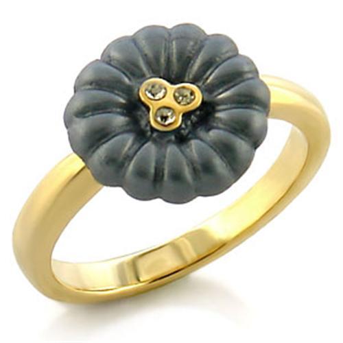 LO519 - Gold White Metal Ring with Top Grade Crystal in Blue Topaz-0