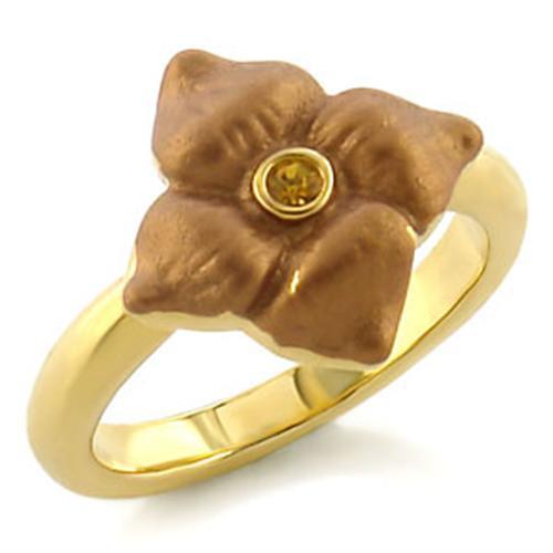 LO527 - Gold White Metal Ring with Top Grade Crystal in Topaz-0