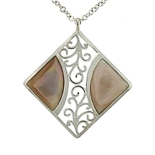 LOA532 - High-Polished 925 Sterling Silver Chain Pendant with Precious Stone Conch in Rose Alamode