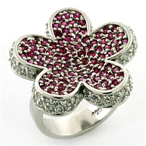 LOA647 - Rhodium 925 Sterling Silver Ring with AAA Grade CZ in Siam-0