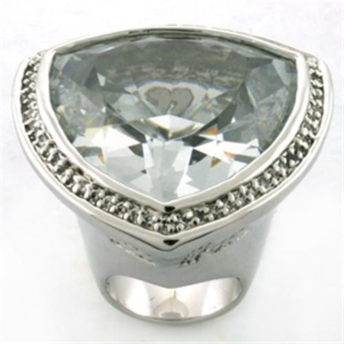 LOA727 - Rhodium Brass Ring with AAA Grade CZ in Clear Alamode