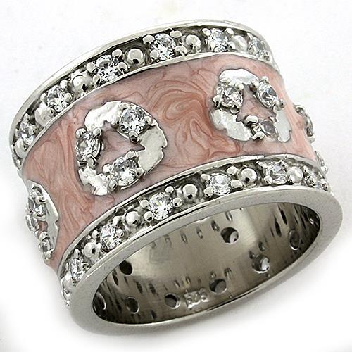 LOAS1181 - Rhodium 925 Sterling Silver Ring with AAA Grade CZ in Clear Alamode