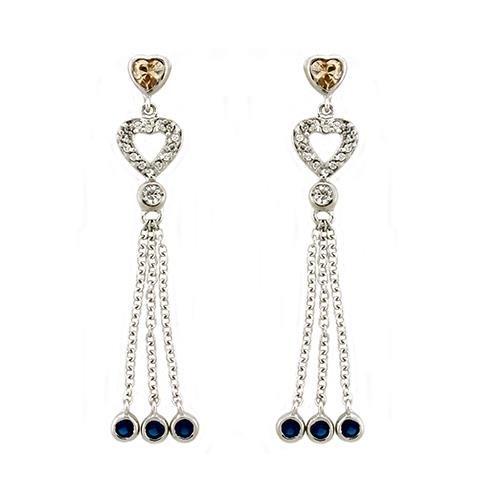 LOAS1337 - Rhodium 925 Sterling Silver Earrings with AAA Grade CZ in Champagne-0