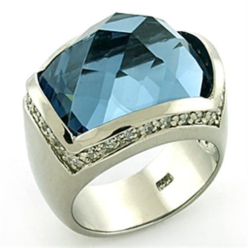 LOAS769 - Rhodium 925 Sterling Silver Ring with Semi-Precious Spinel in London Blue Alamode