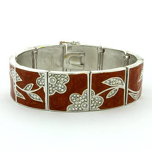 LOAS812 - Rhodium 925 Sterling Silver Bracelet with Top Grade Crystal in Clear-0