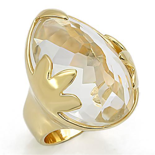 LOS206 - Gold 925 Sterling Silver Ring with Genuine Stone in Clear-0