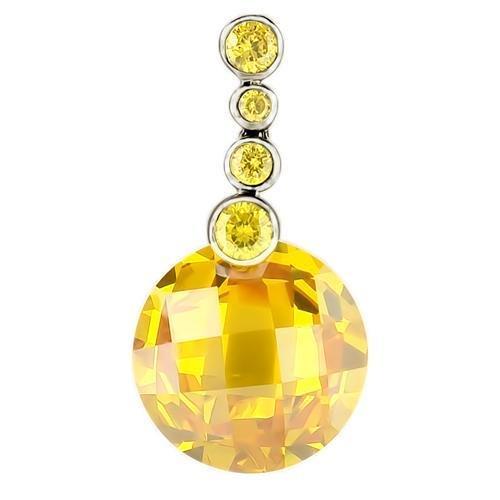 LOS239 - Rhodium 925 Sterling Silver Pendant with AAA Grade CZ in Topaz-0
