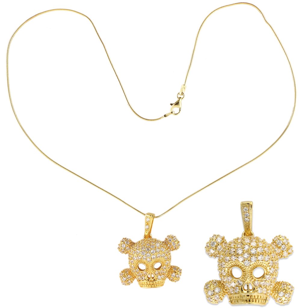 LOS383 - Gold 925 Sterling Silver Pendant with AAA Grade CZ in Clear-0