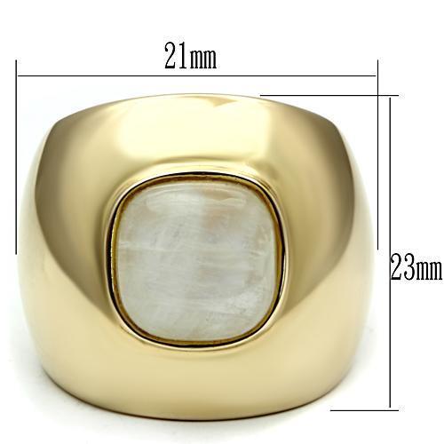 LOS544 - Gold 925 Sterling Silver Ring with Semi-Precious Moon Stone in White Alamode