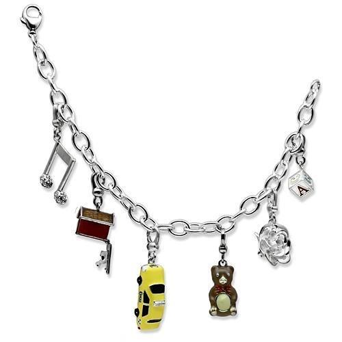 LOS604 - Silver 925 Sterling Silver Bracelet with Top Grade Crystal in Clear-1