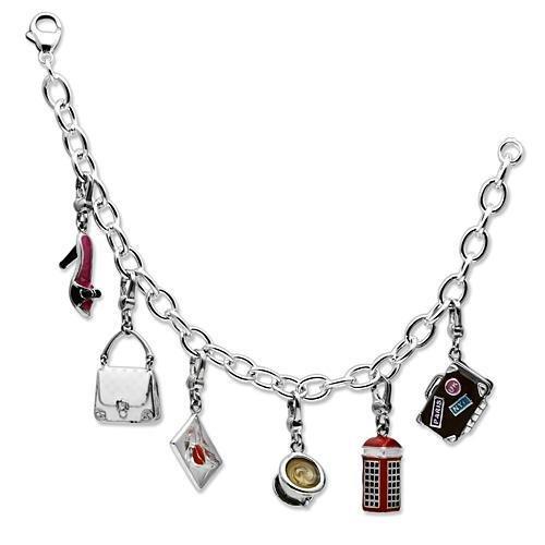 LOS607 - Silver 925 Sterling Silver Bracelet with Epoxy in Multi Color-1