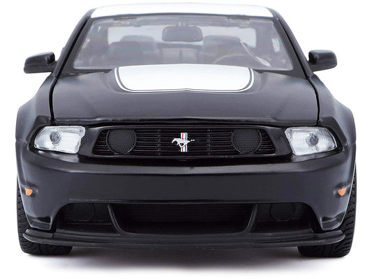 2012 Ford Mustang Boss 302 Matt Black and White 1/24 Diecast Model Car by Maisto Maisto