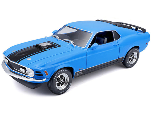 1970 Ford Mustang Mach 1 428 Blue with Black Stripes "Special Edition" 1/18 Diecast Model Car by Maisto Maisto