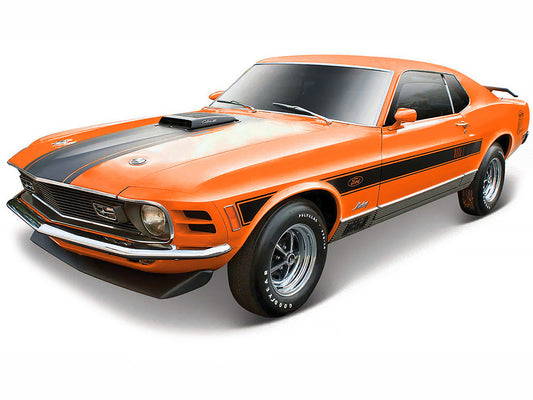 1970 Ford Mustang Mach 1 428 "Twister Special" Orange with Black Stripes "Special Edition" 1/18 Diecast Model Car by Maisto Maisto