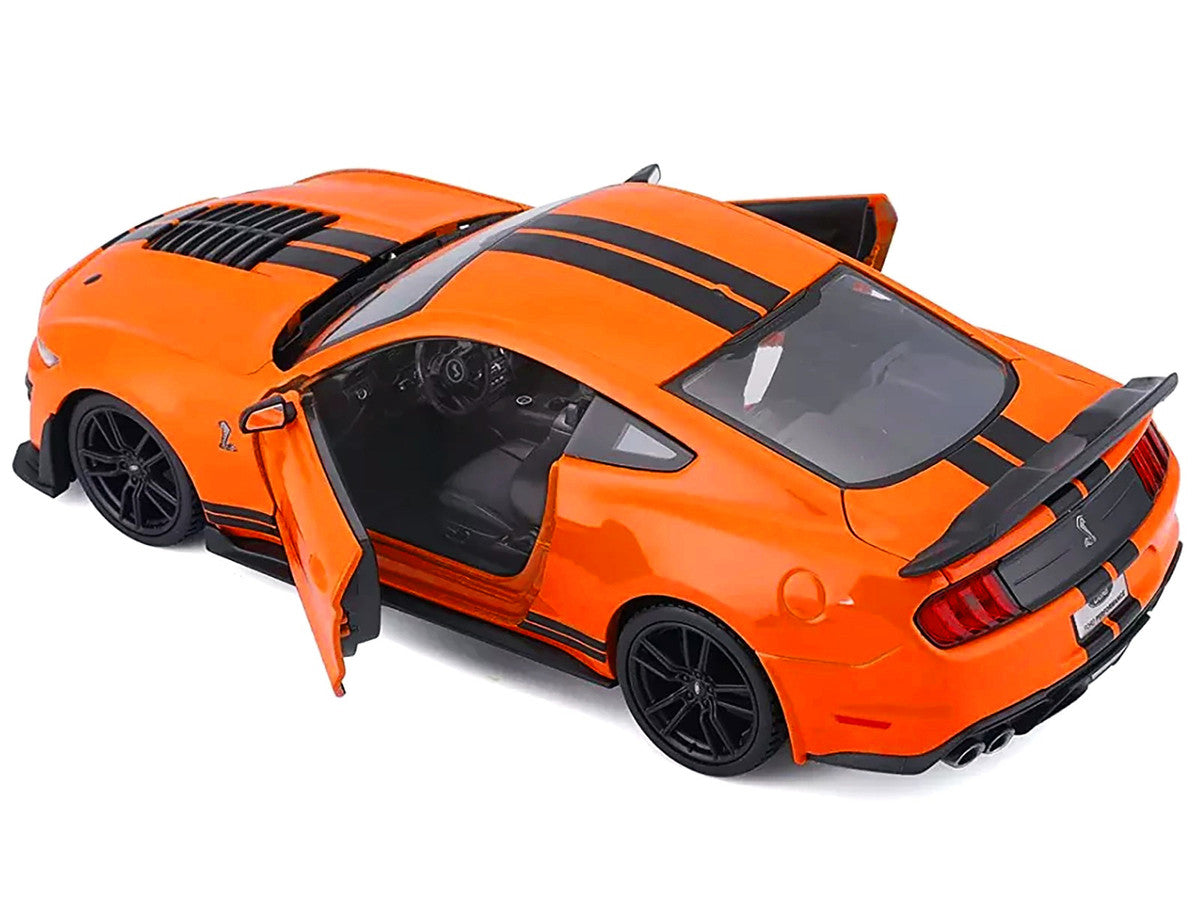 2020 Ford Mustang Shelby GT500 Bright Orange with Black Stripes 1/24 Diecast Model Car by Maisto Maisto