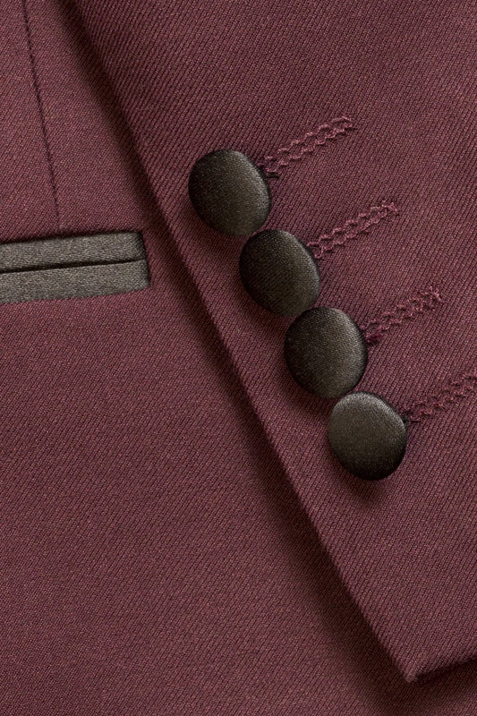 "Milan" Burgundy Tuxedo Jacket Peak (Separates)-1
