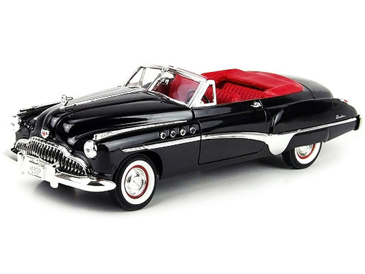 1949 Buick Roadmaster Black with Red Interior 1/18 Diecast Model Car by Motormax-1